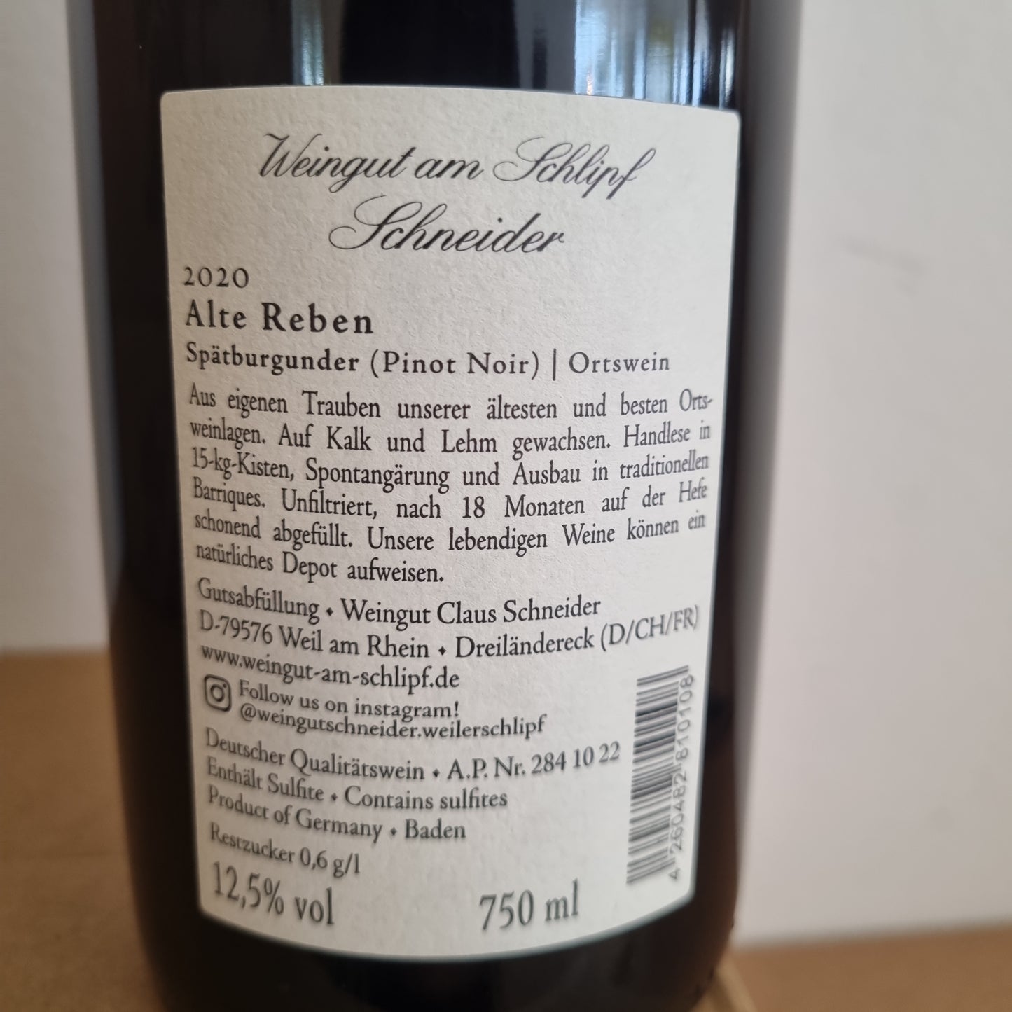 SCHNEIDER | Spätburgunder Alte Reben | Weil am Rhein 2020
