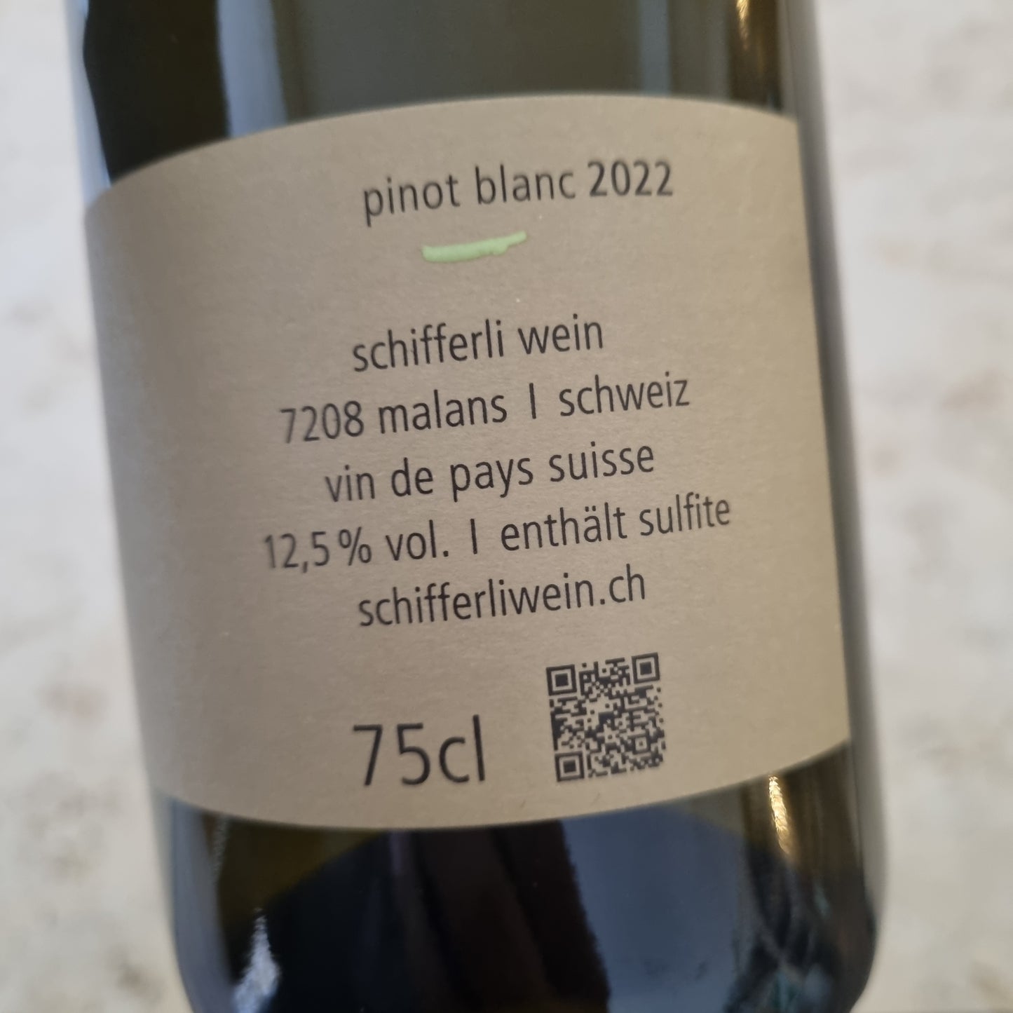 SCHIFFERLI | Pinot Blanc Weinkeller statt Sofa 2022