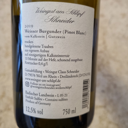 SCHNEIDER | Weisser Burgunder vom Kalkstein 2019
