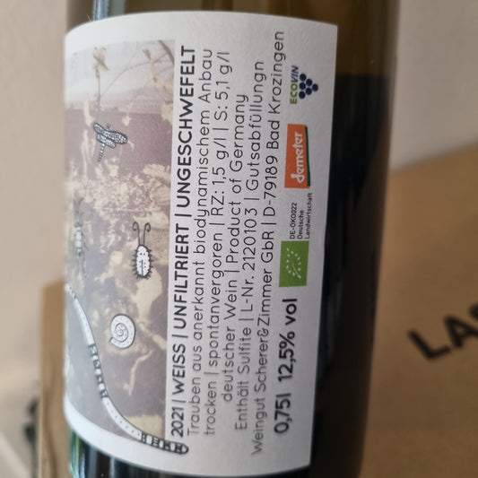 6 Flaschen | Scherer & Zimmer | Naturwein Weiss | 2021 | Demeter | 50% Rabatt